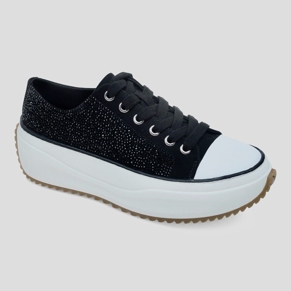 Sparkling Black and White Platform Sneakers